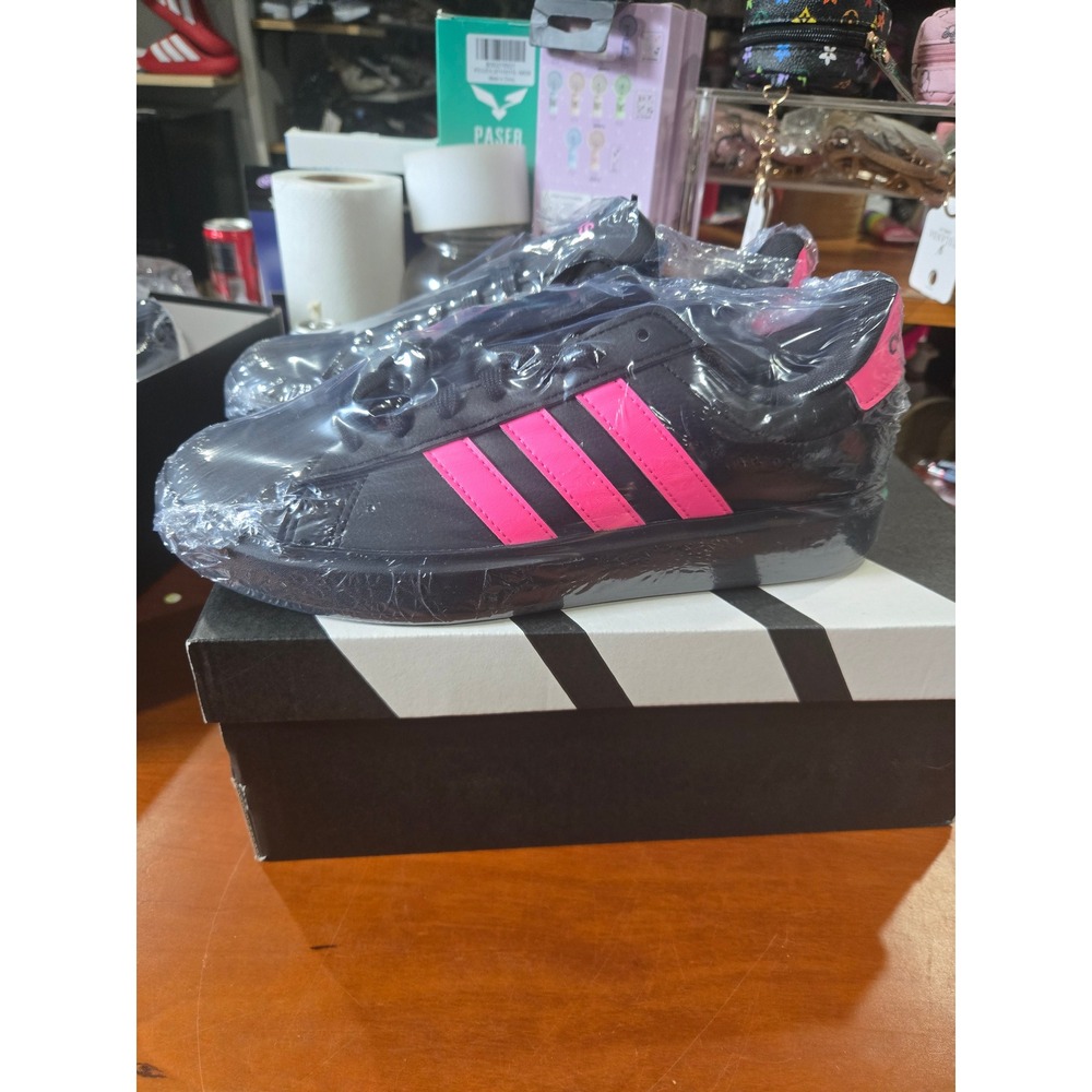 Adidas Grand Court 2.0 Womens Sneakers Black Pink JS1757 Size 8.5